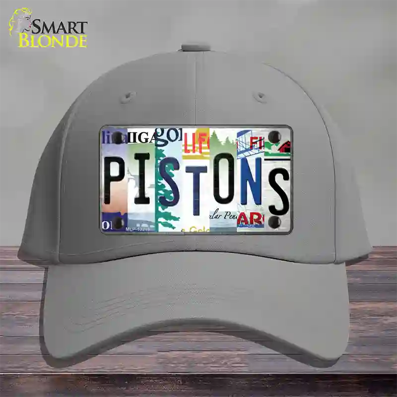 Pistons Strip Art Novelty License Plate Hat Tag Cotton / Gray