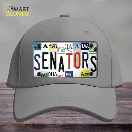 Senators Strip Art Novelty License Plate Hat Tag Cotton / Gray