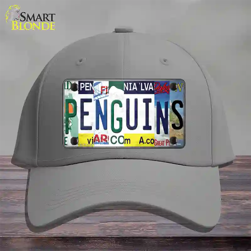 Penguins Strip Art Novelty License Plate Hat Tag Cotton / Gray