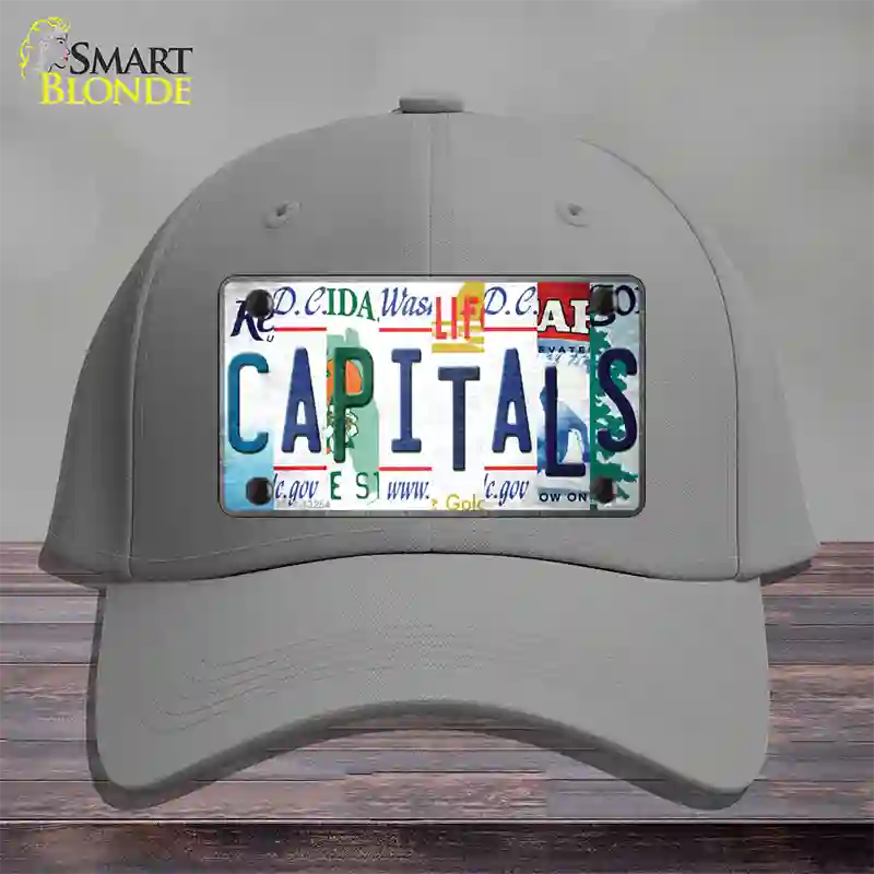 Capitals Strip Art Novelty License Plate Hat Tag Cotton / Gray