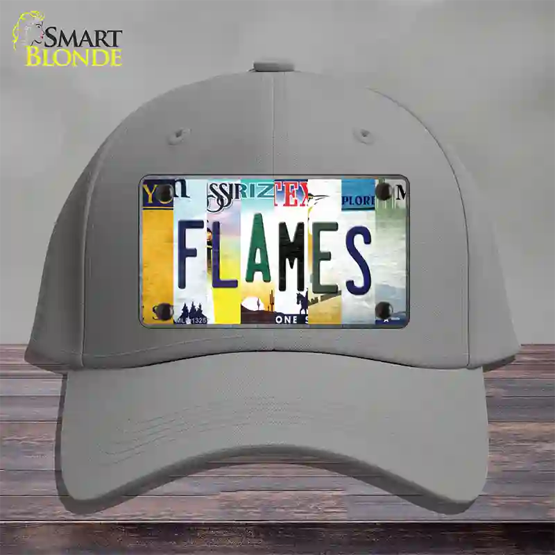 Flames Strip Art Novelty License Plate Hat Tag Cotton / Gray