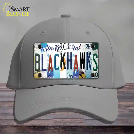 Blackhawks Strip Art Novelty License Plate Hat Tag Cotton / Gray