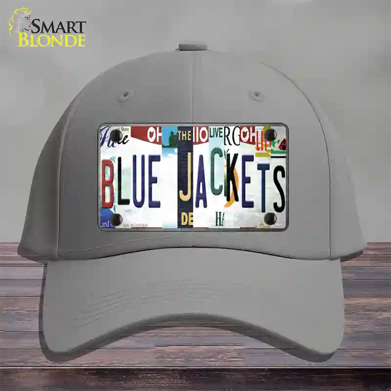 Blue Jackets Strip Art Novelty License Plate Hat Tag Cotton / Gray