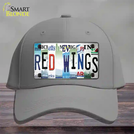 Red Wings Strip Art Novelty License Plate Hat Tag Cotton / Gray