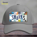 Sharks Strip Art Novelty License Plate Hat Tag Cotton / Gray