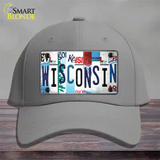 Wisconsin Strip Art Novelty License Plate Hat Tag Cotton / Gray