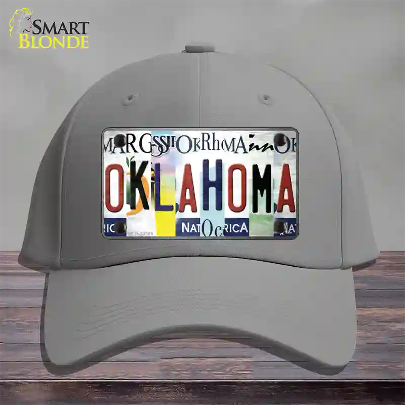 Oklahoma Strip Art Novelty License Plate Hat Tag Cotton / Gray