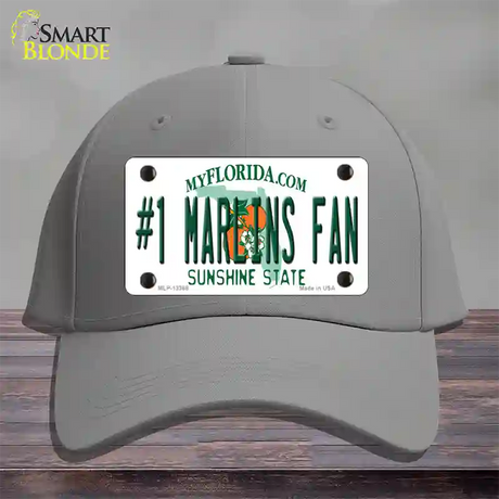 Number 1 Marlins Fan Novelty License Plate Hat Tag Cotton / Gray