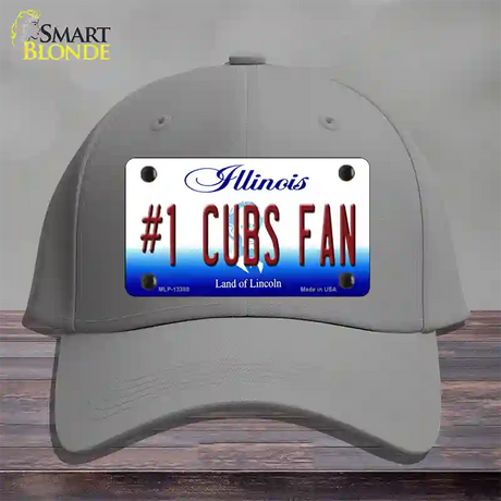 Number 1 Cubs Fan Novelty License Plate Hat Tag Cotton / Gray