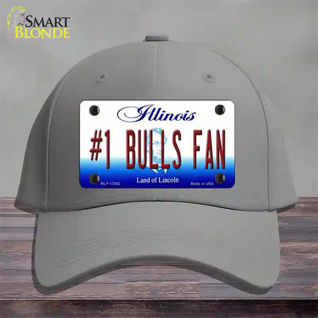 Number 1 Bulls Fan Novelty License Plate Hat Tag Cotton / Gray