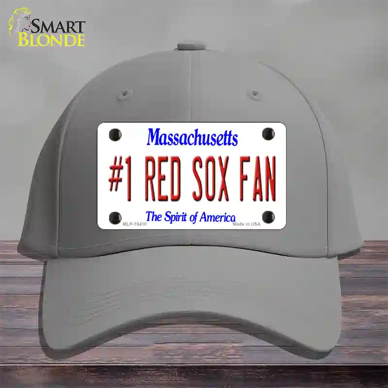 Number 1 Red Sox Fan Novelty License Plate Hat Tag Cotton / Gray