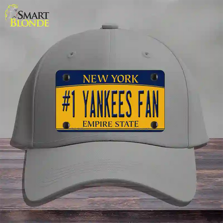 Number 1 Yankees Fan Novelty License Plate Hat Tag Cotton / Gray