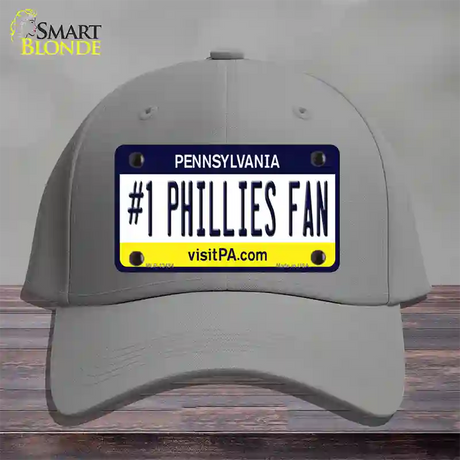 Number 1 Phillies Fan Novelty License Plate Hat Tag Cotton / Gray