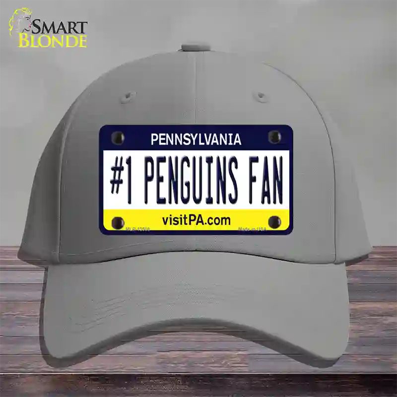 Number 1 Penguins Fan Novelty License Plate Hat Tag Cotton / Gray