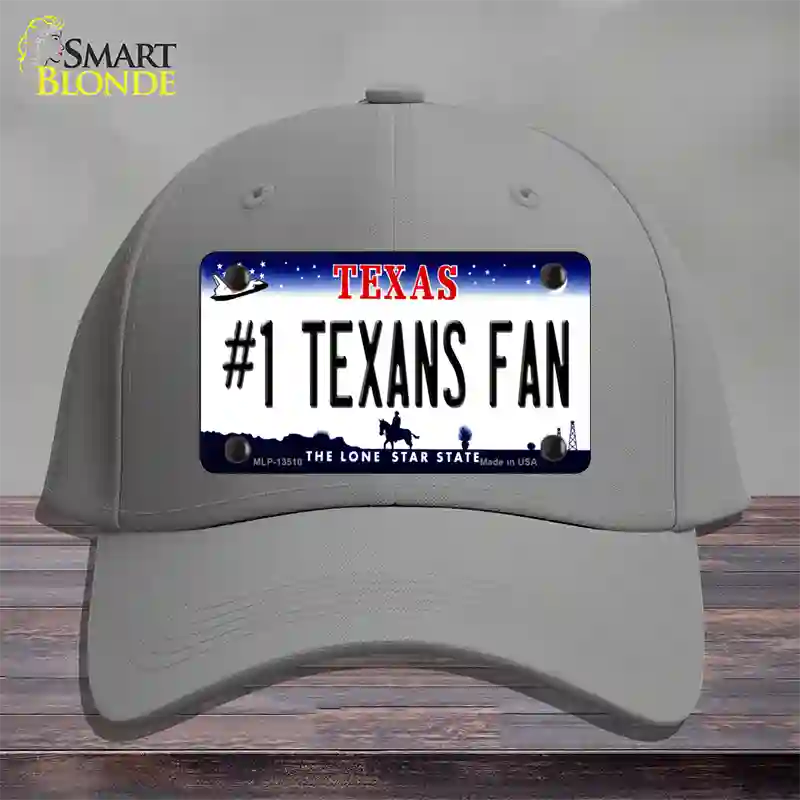 Number 1 Texans Fan Novelty License Plate Hat Tag Cotton / Gray