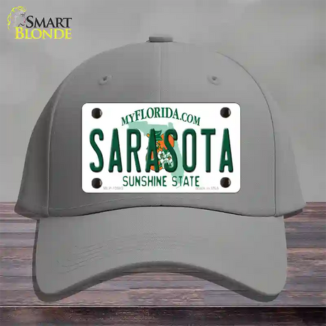 Sarasota Florida Novelty License Plate Hat Cotton / Gray