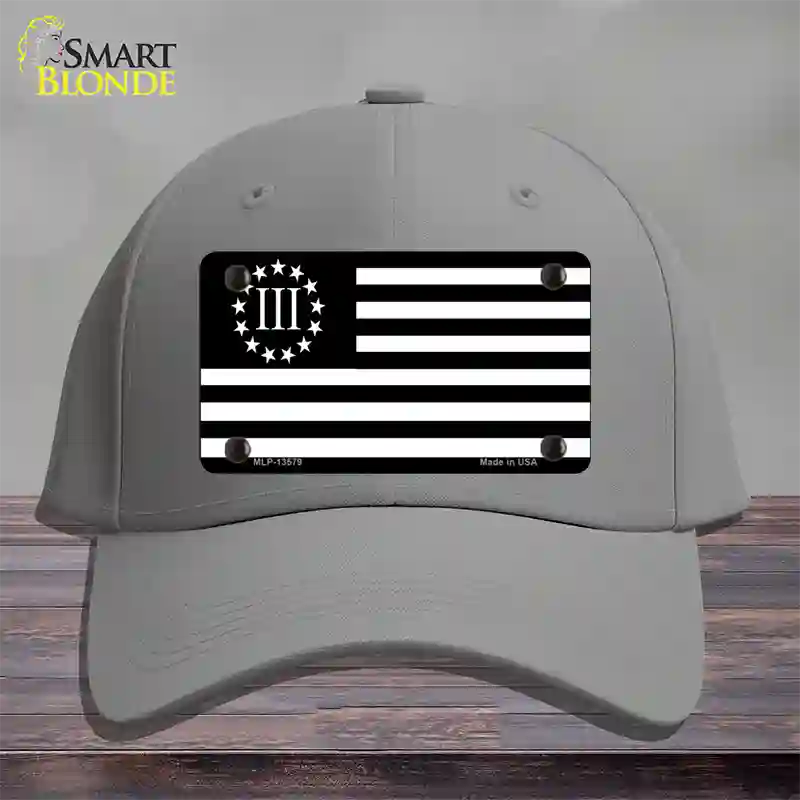 3 Percenter American Flag Novelty License Plate Hat Tag Cotton / Gray