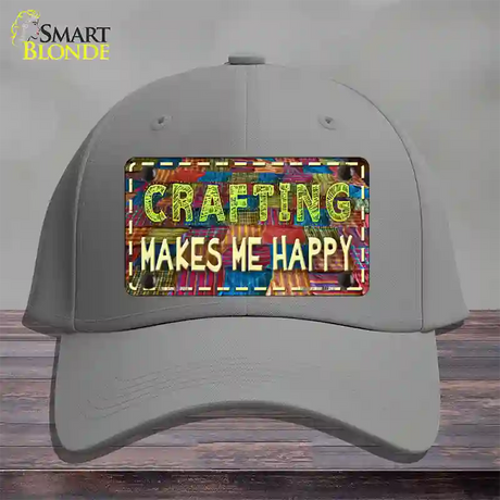 Crafting Makes Me Happy Novelty License Plate Hat Tag Cotton / Gray