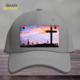 Cross Sunrise Photograph Novelty License Plate Hat Cotton / Gray