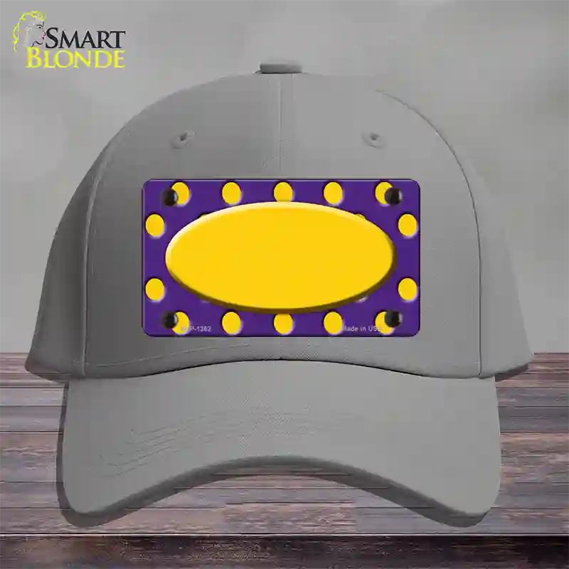 Yellow Purple Polka Dot Center Oval Novelty License Plate Hat Cotton / Gray