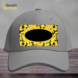 Yellow Black Camouflage With Black Center Oval Novelty License Plate Hat Cotton / Gray