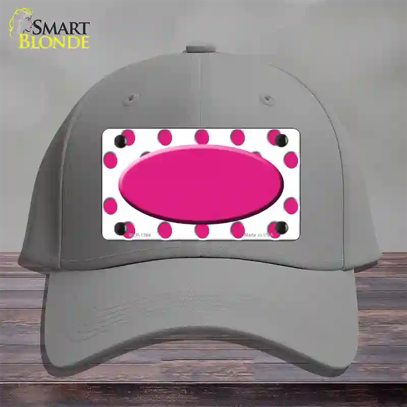 Hot Pink White Polka Dot Center Oval Novelty License Plate Hat Cotton / Gray