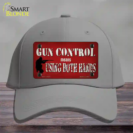 Gun Control Use Both Hands Novelty License Plate Hat Tag Cotton / Gray