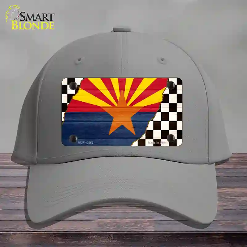 Arizona Racing Flag Novelty License Plate Hat Tag Cotton / Gray