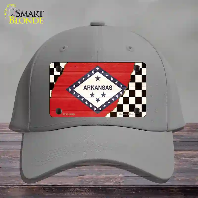 Arkansas Racing Flag Novelty License Plate Hat Tag Cotton / Gray