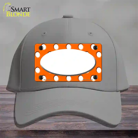 White Orange Polka Dots Center Oval Novelty License Plate Hat Cotton / Gray