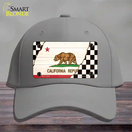 California Racing Flag Novelty License Plate Hat Tag Cotton / Gray