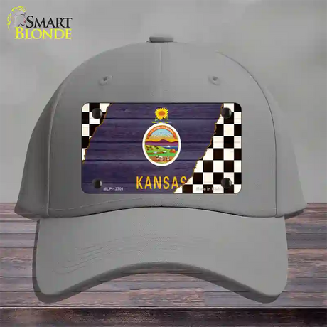 Kansas Racing Flag Novelty License Plate Hat Tag Cotton / Gray