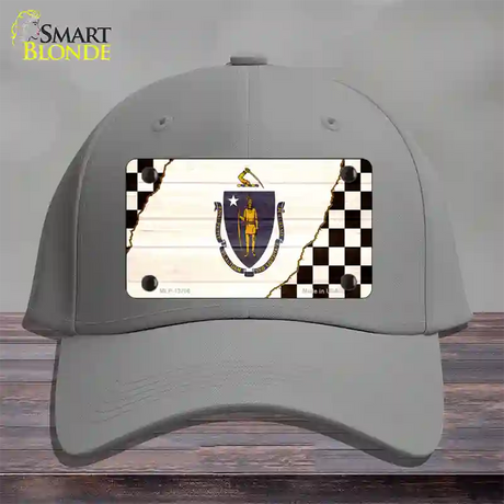 Massachusetts Racing Flag Novelty License Plate Hat Tag Cotton / Gray