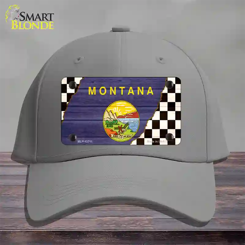 Montana Racing Flag Novelty License Plate Hat Tag Cotton / Gray