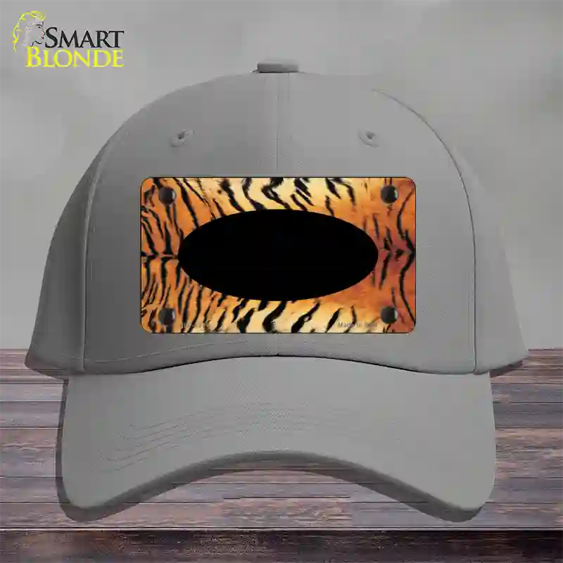 Tiger With Black Center Oval Novelty License Plate Hat Cotton / Gray