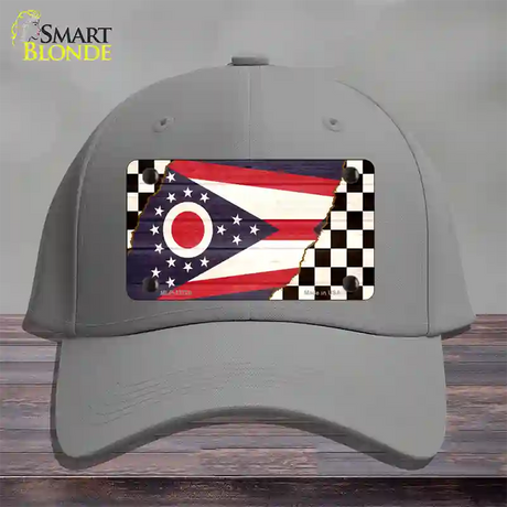 Ohio Racing Flag Novelty License Plate Hat Tag Cotton / Gray