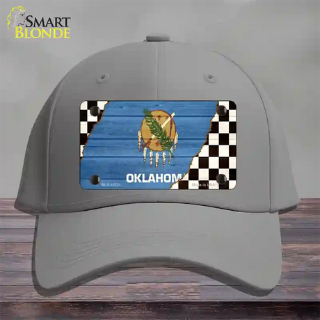 Oklahoma Racing Flag Novelty License Plate Hat Tag Cotton / Gray