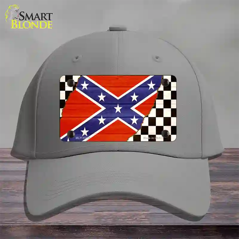 Confederate Racing Flag Novelty License Plate Hat Tag Cotton / Gray