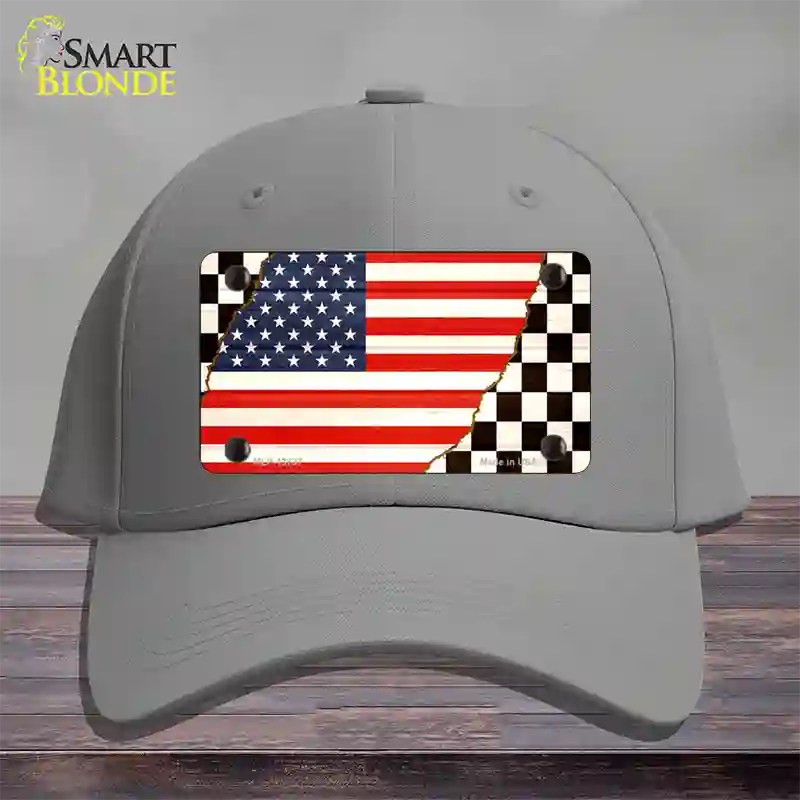 USA Racing Flag Novelty License Plate Hat Tag Cotton / Gray