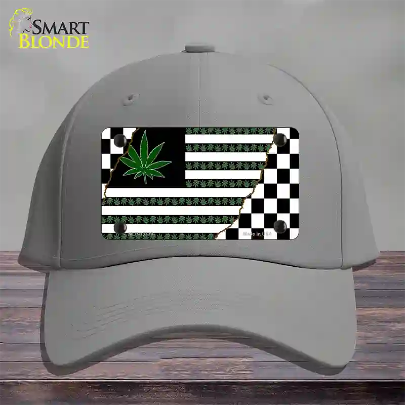 Weed American Racing Flag Novelty License Plate Hat Tag Cotton / Gray