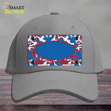 Patriotic Camouflage With Blue Center Oval Novelty License Plate Hat Cotton / Gray