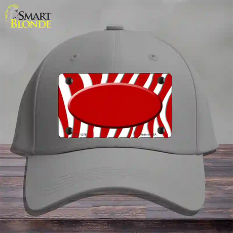 Red White Zebra Center Oval Novelty License Plate Hat Cotton / Gray