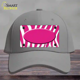 Hot Pink White Zebra Center Oval Novelty License Plate Hat Cotton / Gray