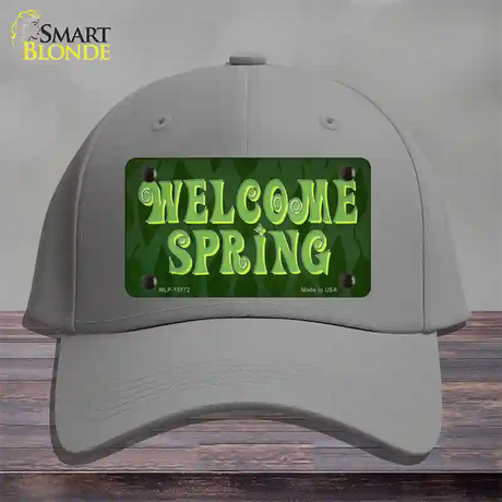 Welcome Spring Novelty License Plate Hat Tag Cotton / Gray