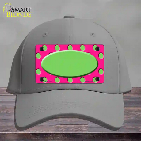 Lime Green Pink Polka Dot Lime Green Center Oval Novelty License Plate Hat Cotton / Gray