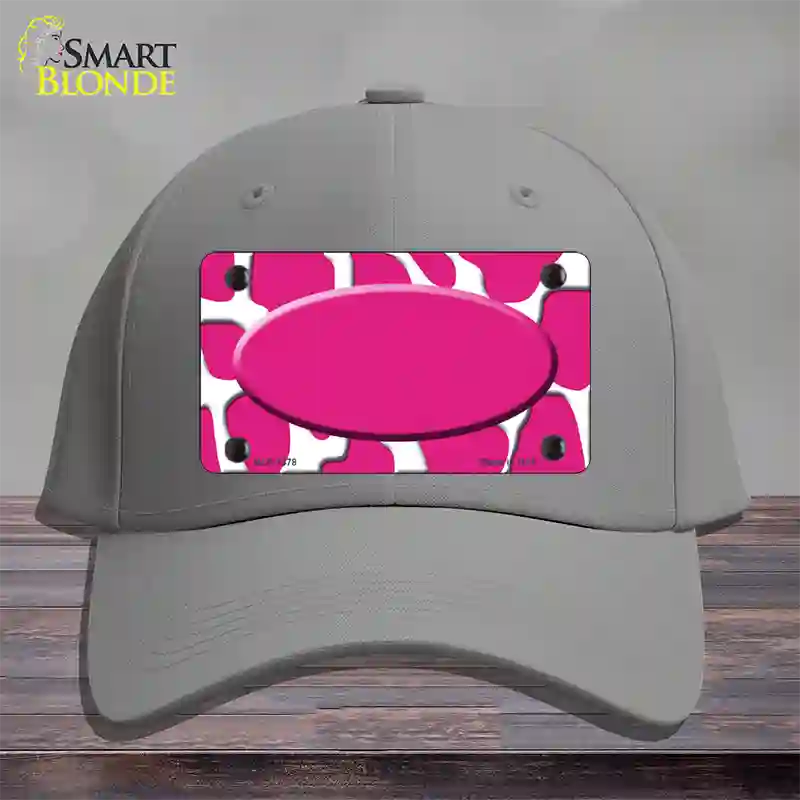 Pink White Giraffe Center Oval Novelty License Plate Hat Cotton / Gray