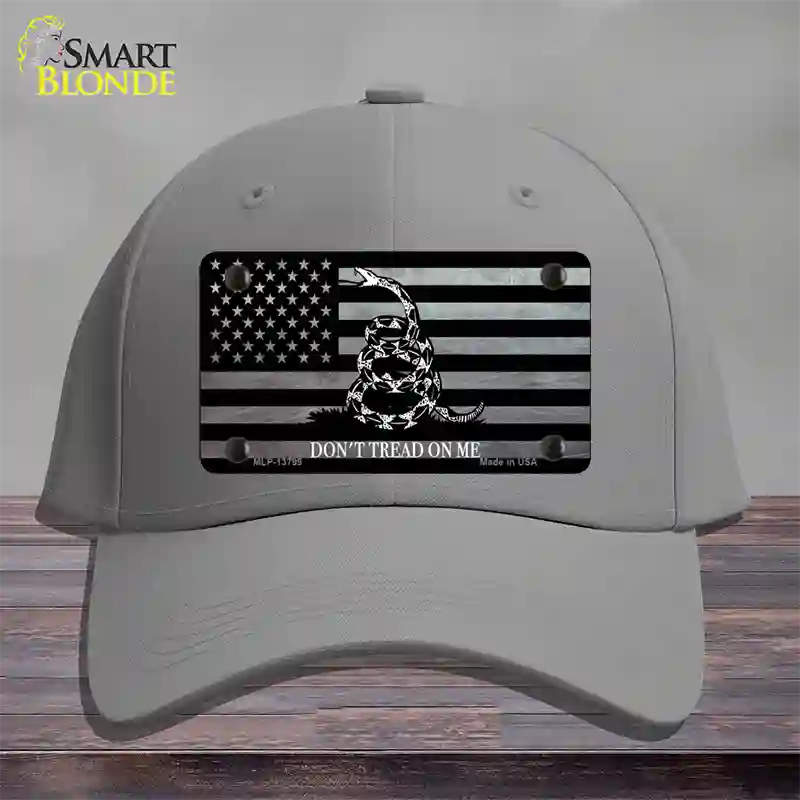 Dont Tread On Me American Flag Novelty License Plate Hat Cotton / Gray