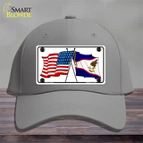 American Samoa USA Crossed Flags Novelty License Plate Hat Tag Cotton / Gray