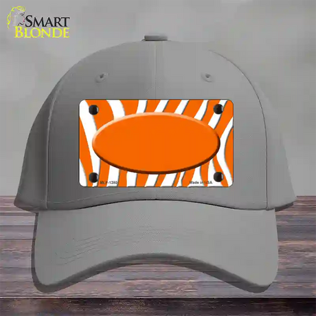 Orange White Zebra Center Oval Novelty License Plate Hat Cotton / Gray