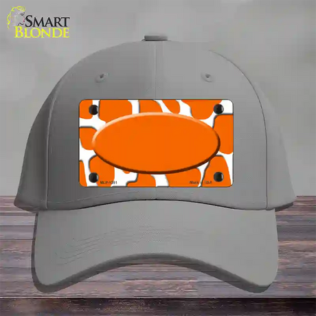 Orange White Giraffe Center Oval Novelty License Plate Hat Cotton / Gray